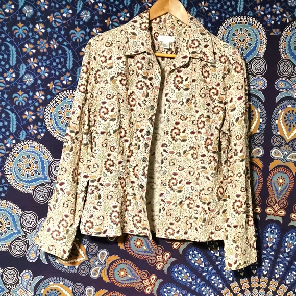 Very Cute Paisley Print Linen Blend Button Up - Picture 1 of 6